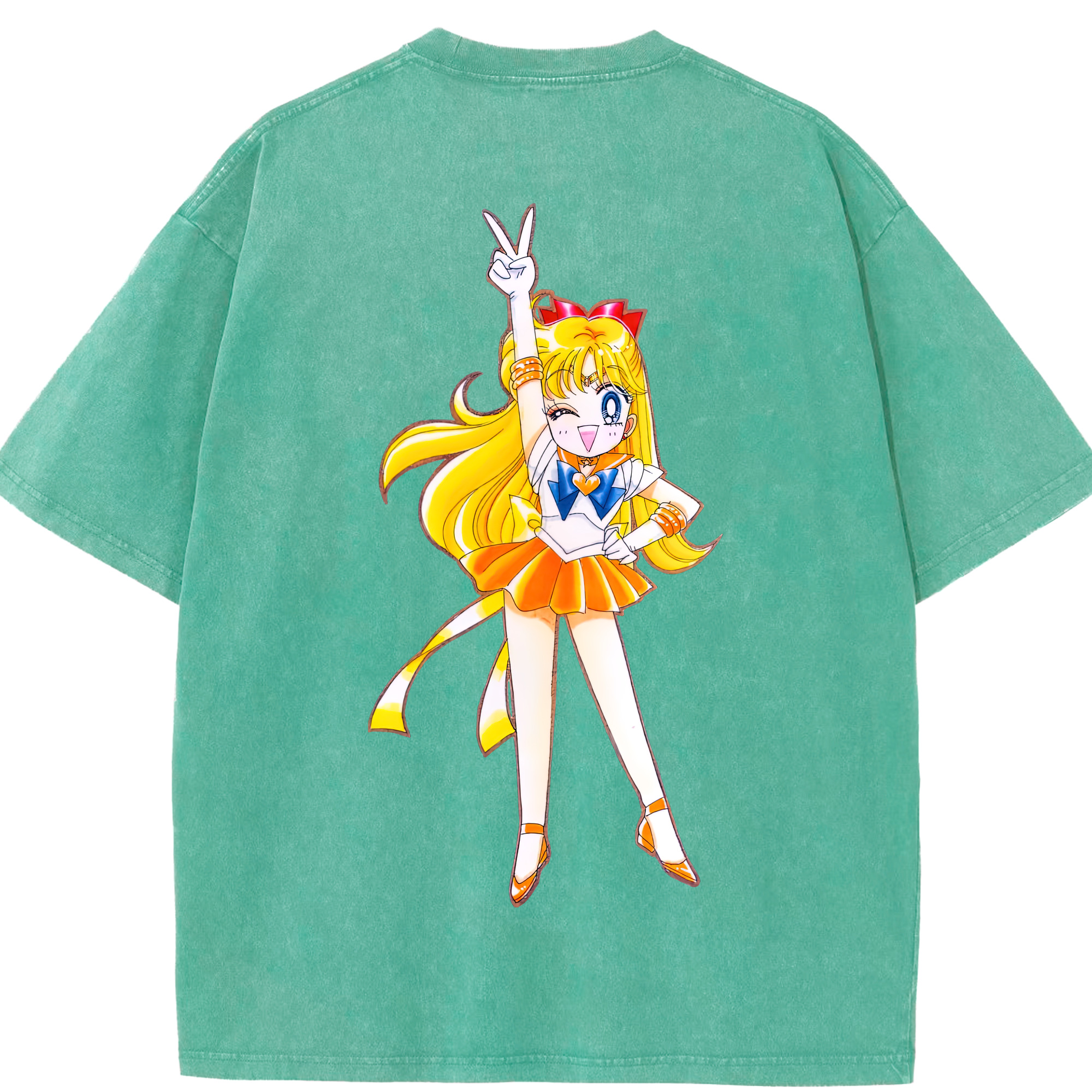 （画像用） 美少女戦士セーラームーン 愛野 美奈子 あいの みなこ Sailor Moon Aino Minako 綿100% ヴィンテージ風 半袖Tシャツ（背面プリント）